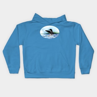 Watercolor Loon Kids Hoodie